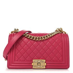 Lambskin Quilted Medium Boy Flap Fuchsia