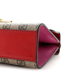 GG Supreme Monogram Calfskin Small Padlock Shoulder Bag Beige Hibiscus Red New Rosette