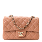 Lambskin Quilted Mini Rectangular Flap Brown