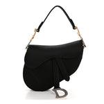 Satin Crystal Mini Saddle Bag Black