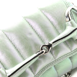 Iridescent Nappa Vertical Matelasse Small Maxi Horsebit Chain Shoulder Bag Iridescent Salvy Green