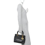 Lambskin Cannage Medium Lady Dior Black