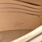 Pebbled Calfskin Rockstud Wristlet Clutch White