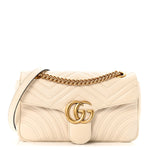 Calfskin Matelasse Small GG Marmont Shoulder Bag White