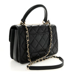 Lambskin Quilted Small Trendy CC Dual Handle Flap Bag Black