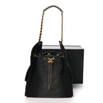 Washed Denim Quilted Medium Chanel 25 Handbag Black