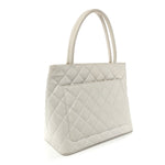 Caviar Quilted Medallion Tote White