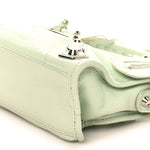 Chevre Silver Metallic Edge Hardware Mini City Vert Anis