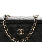 Caviar Quilted Small Tiny CC Vanity Case With Chain Black