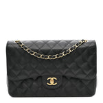 Caviar Quilted Jumbo Double Flap Black