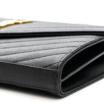 Grain De Poudre Matelasse Chevron Monogram Chain Wallet Black