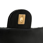Velvet Quilted Mini Top Handle Flap Black
