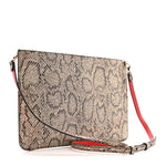 Metallic Snakeskin Embossed Spikes Loubiposh Clutch Gold Pink