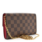 Damier Ebene Croisette Chain Wallet Scarlet