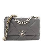 Lambskin Quilted Medium Chanel 19 Flap Dark Grey