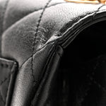 Shiny Goatskin Quilted Mini Chain Strap Flap Black