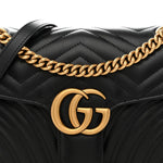 Calfskin Matelasse Small GG Marmont Shoulder Bag Black