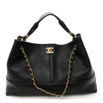Calfskin Quilted Large Coco Base Shopping Bag Black