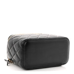 Lambskin Quilted Small Vanity Case With Chain Black
