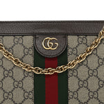 GG Supreme Monogram Web Small Ophidia Chain Shoulder Bag Brown