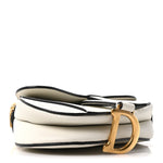 Grained Calfskin Mini Saddle Bag White