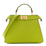 Vitello Seta Shiny Nappa Small Peekaboo I SEE U Satchel Wasabi White