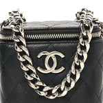 Caviar Quilted Mini Vanity Case With Chain Black