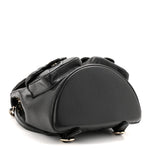 Shiny Caviar Quilted Medium Duma Pockets Drawstring Backpack Black