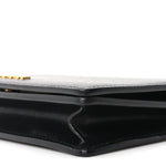 Textured Calfskin Script Logo Wallet On Chain Black
