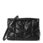 Lambskin Quilted Monogram Monochrome Small Loulou Puffer Chain Satchel Black