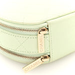 Caviar Quilted Round Handle With Care Vanity With Chain Light Green