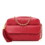 Lambskin Quilted Chain & Tassel Small Camera Case Fuchsia