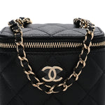 Caviar Quilted Mini Vanity Case With Chain Black
