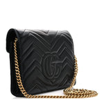 Calfskin Matelasse GG Marmont Chain Wallet Black