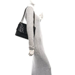 Crinkled Calfskin Matelasse Monogram Medium Niki Chain Satchel Black