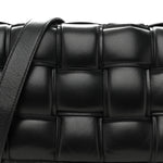 Paper Calfskin Maxi Intreccio Padded Cassette Crossbody Bag Black