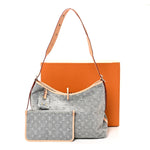 Monogram Denim CarryAll MM Washed Grey