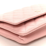Caviar Quilted Wallet on Chain WOC Light Pink