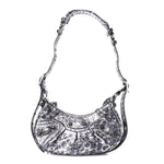Metallic Agneau Arena Leopard Le Cagole Shoulder Bag XS Dark Grey