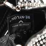 Satin Crystal Metal Triangle Logo Mini Drawcord Pouch Shoulder Bag Cristal
