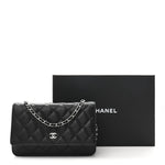 Caviar Quilted Wallet on Chain WOC Black