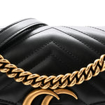 Calfskin Matelasse Small GG Marmont Shoulder Bag Black