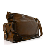 Shiny Calfskin Large Double Carry Camera Bag Dark Khaki