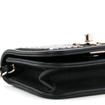 Lambskin Crystal Quilted Mini Chain Belt Bag Black