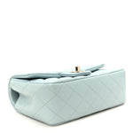 Lambskin Quilted Mini Top Handle Rectangular Flap Light Blue
