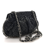 Washed Lambskin Quilted Medium Chain Around Messenger Black