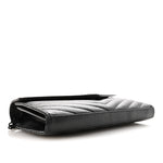 Grain De Poudre Matelasse Chevron Monogram Monochrome Chain Wallet Black