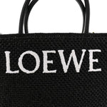 Raffia Calfskin Standard A4 Tote Bag Black