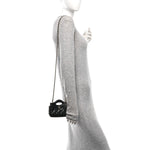 Shiny Lambskin Quilted Micro 31 Clutch With Chain Black