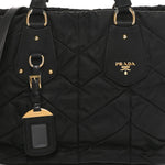 Tessuto Nylon Chevron Quilted Tote Black